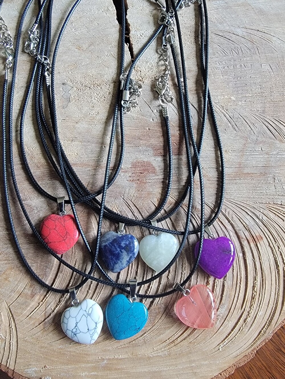 Multi-stone Heart Pendant Necklace Set Of 7.